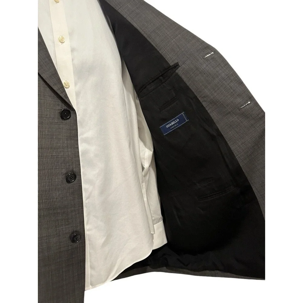 HUGO BOSS Mens Blazer Gray 100% Virgin Wool Blazer Guabello Super 130s‎ 48R